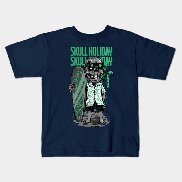 Skull Holiday Kids T-Shirt by Stellart